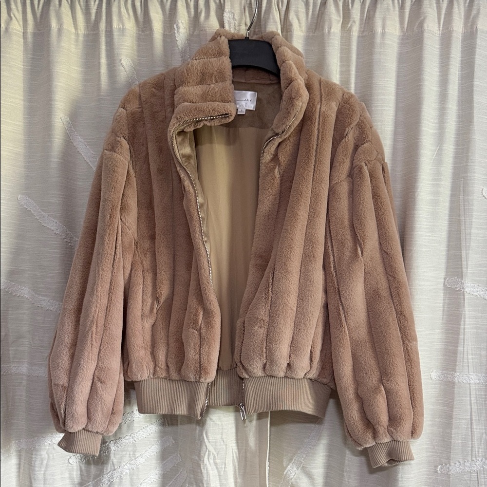 Line & Dot Cozy Tan Teddy Jacket